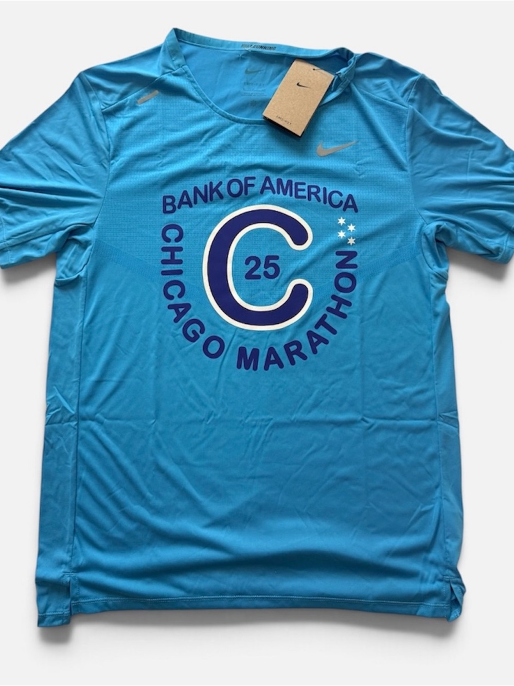 Nike Dri-FIT Chicago Marathon 2025 Graphic Blue Crew Neck T-Shirt Mens